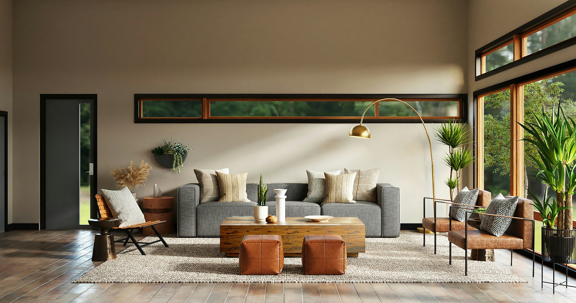 Textured 3D wall panels installed in a modern living room