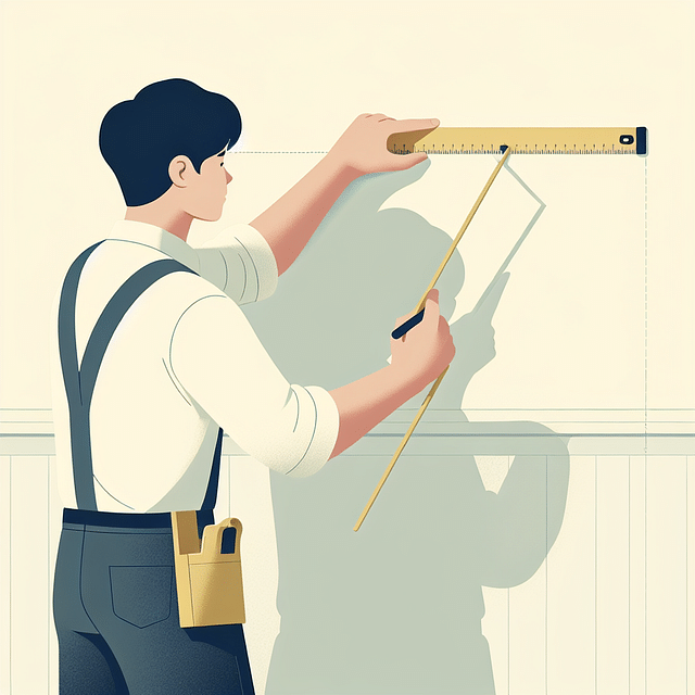 measuring and marking the wall for wallpaper application