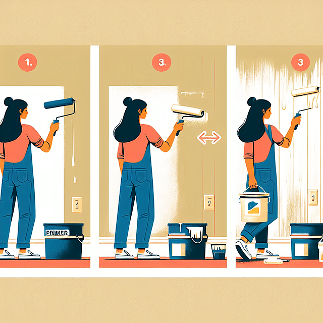 applying primer to wall
