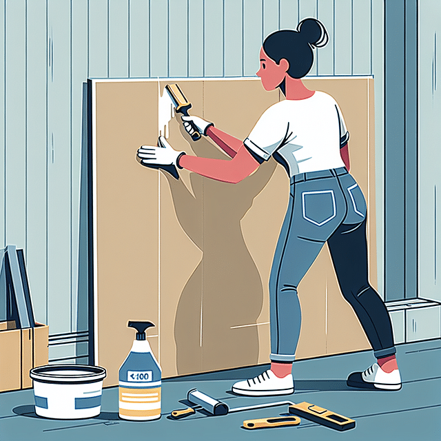 applying adhesive to the back of a 3D wall panel