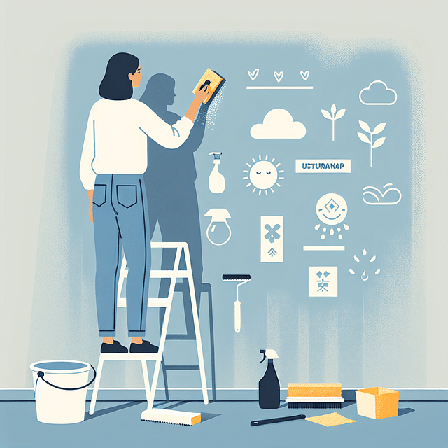 cleaning a wall in preparation for decals