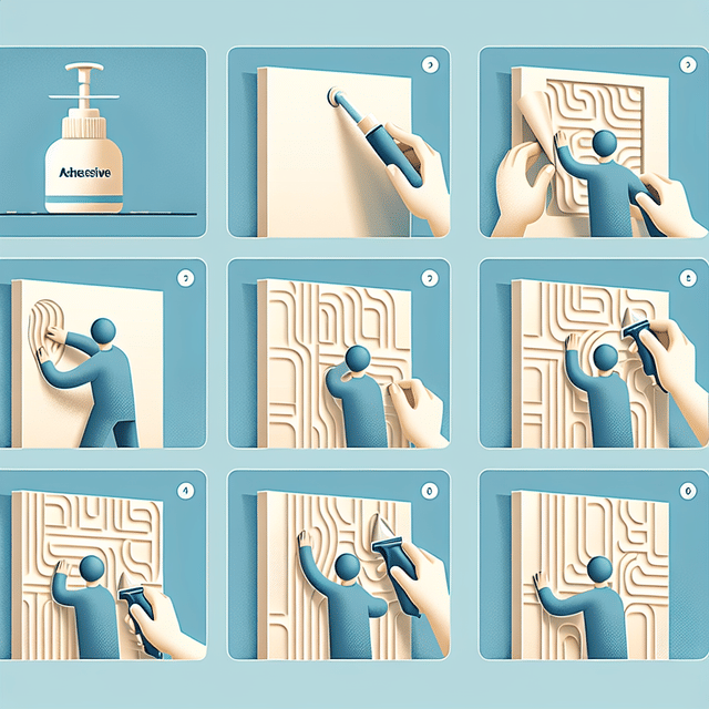 applying adhesive to the back of a 3D wall panel