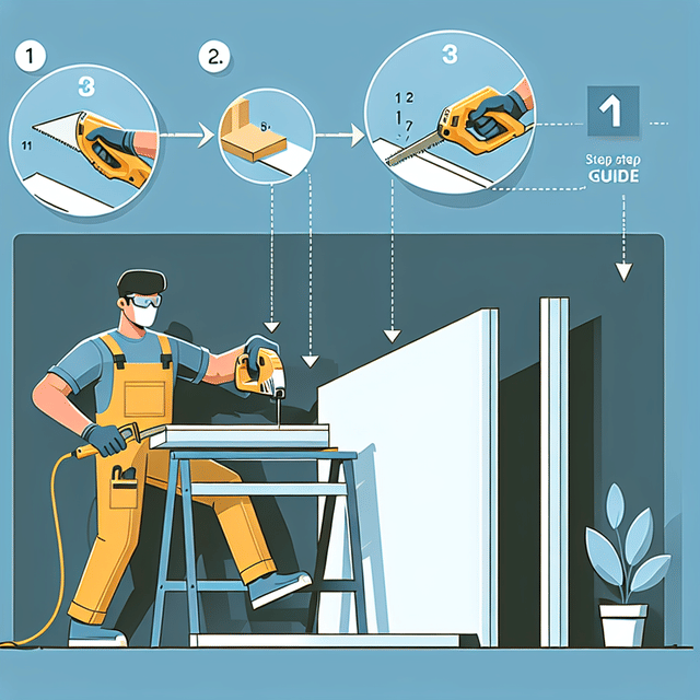 cutting a 3D wall panel to size with a saw