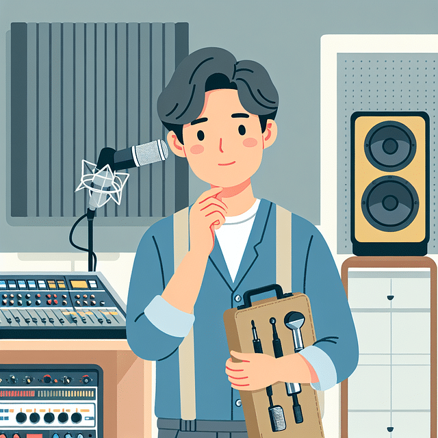 person assessing room acoustics with a thoughtful expression