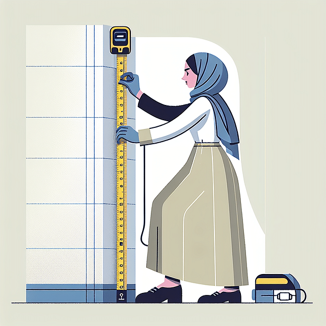 person measuring a wall with a tape measure for 3D panels installation
