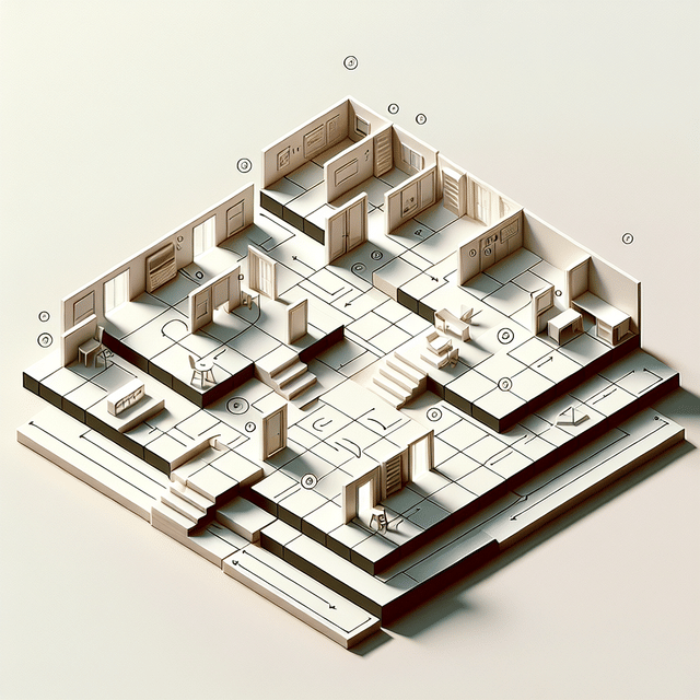 3D wall panels laid out on the floor in a planned pattern