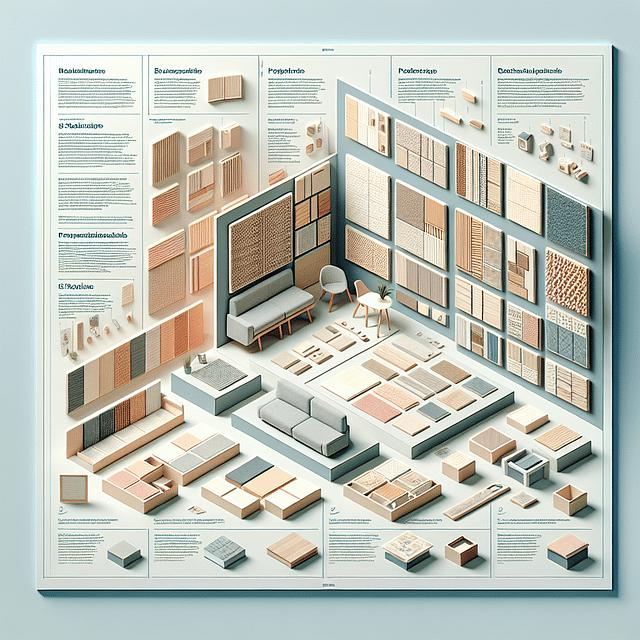 assortment of 3D wall panels including wood, fabric, and foam