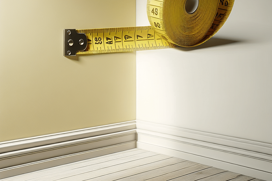 measuring tape on wall corner