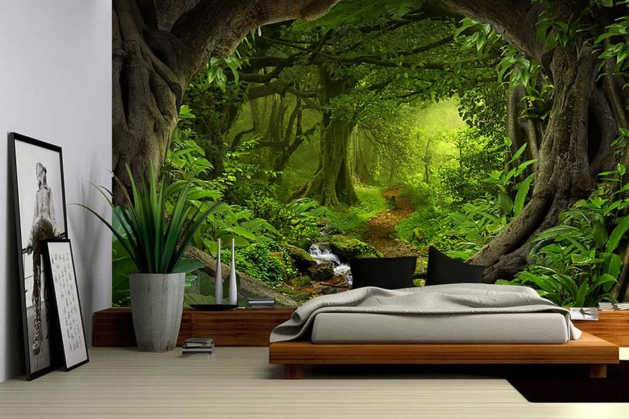 autumn leaves and forest animals 3D wall decals