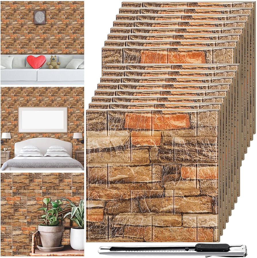 Faux brick 3D wall panel