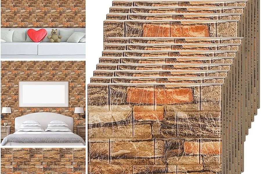 Faux brick 3D wall panel