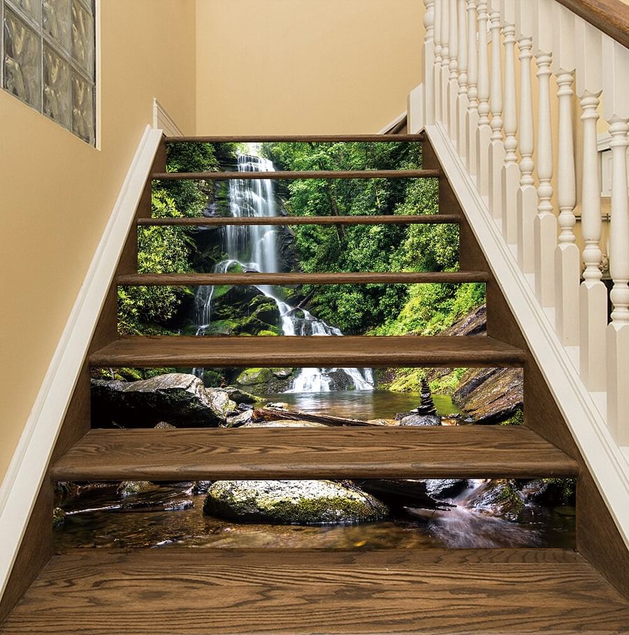 Elegant staircase adorned with 3D wall panels