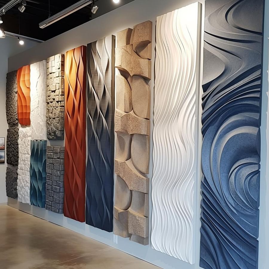 A variety of 3D wall panels at a specialty retailer