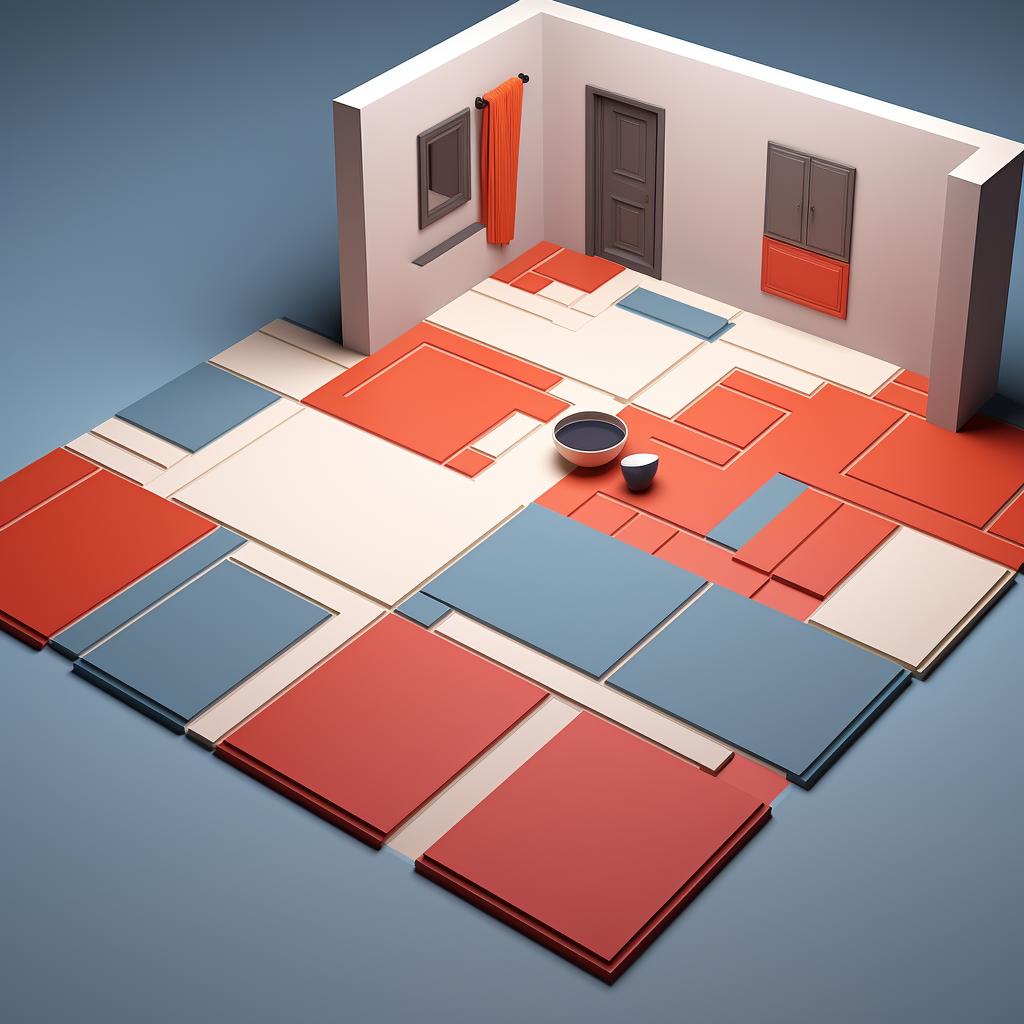 3D panels laid out on the floor in a planned design
