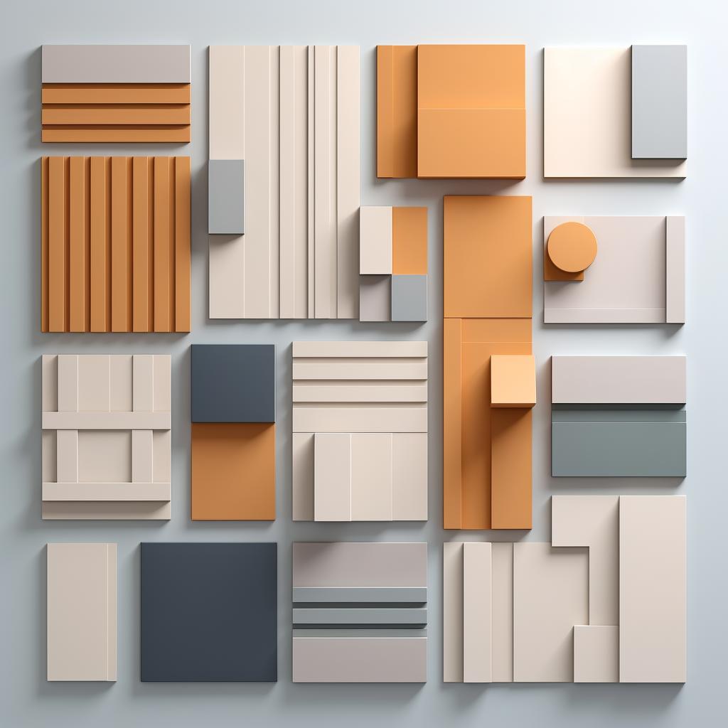 Different types of 3D wall panel materials displayed side by side
