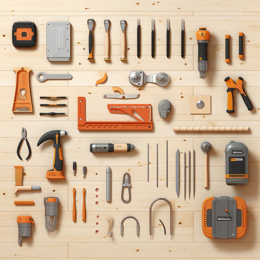 A flat-lay of all the necessary tools for installing 3D wall panels