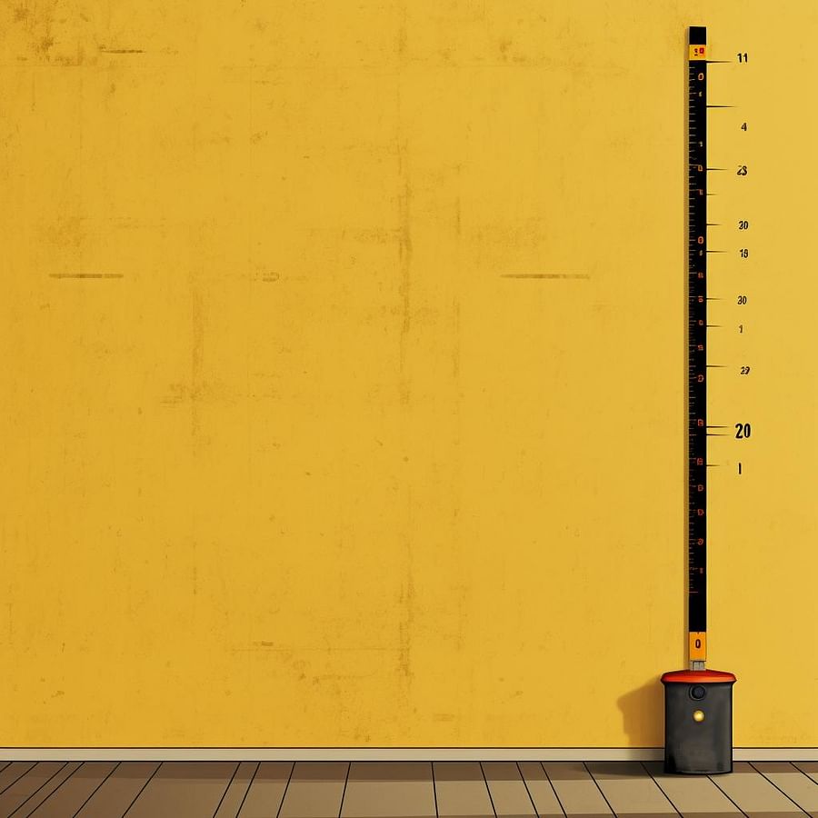 A tape measure and pencil marking positions on a wall
