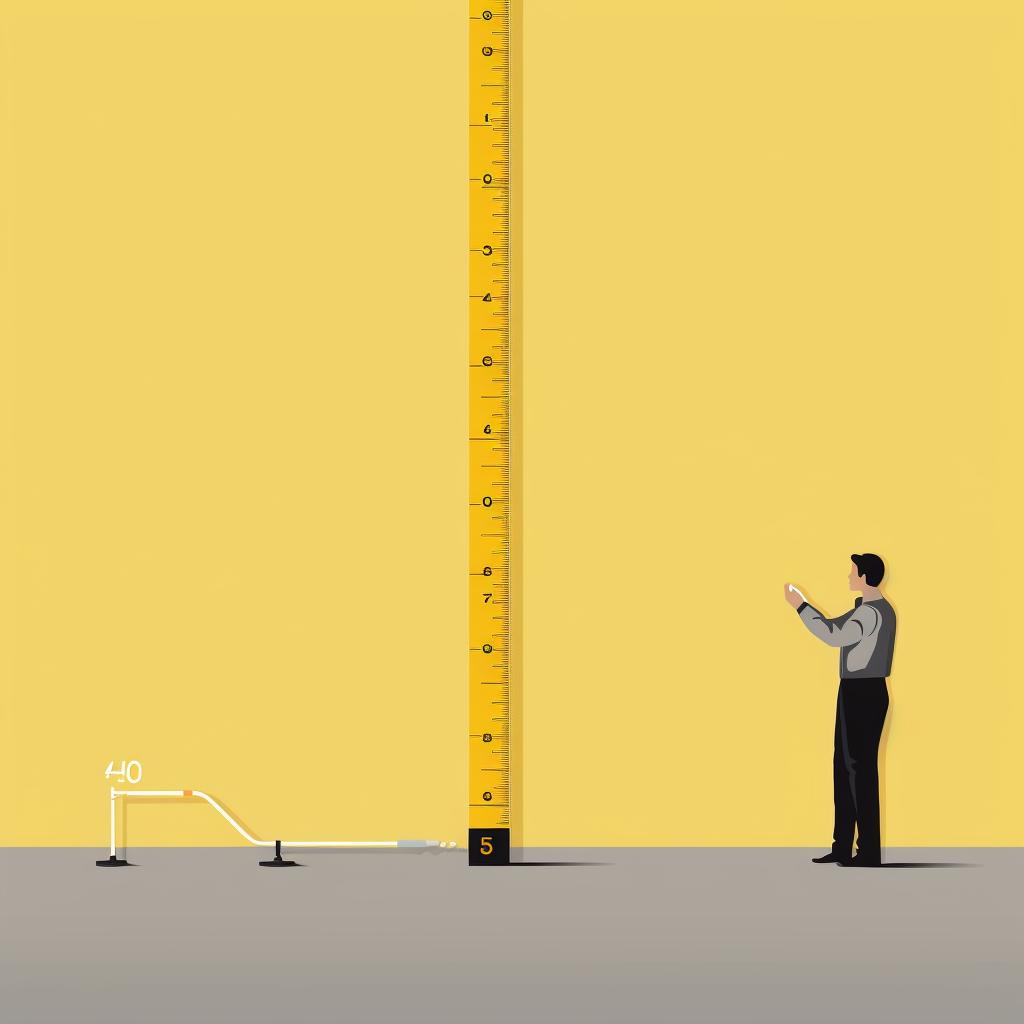 A person measuring a wall with a measuring tape