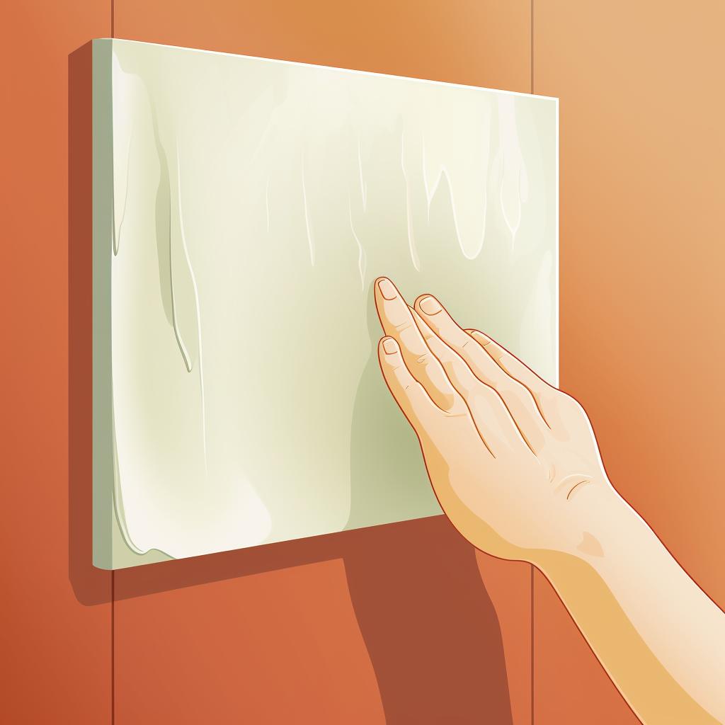 A hand cleaning a 3D wall panel with a damp cloth