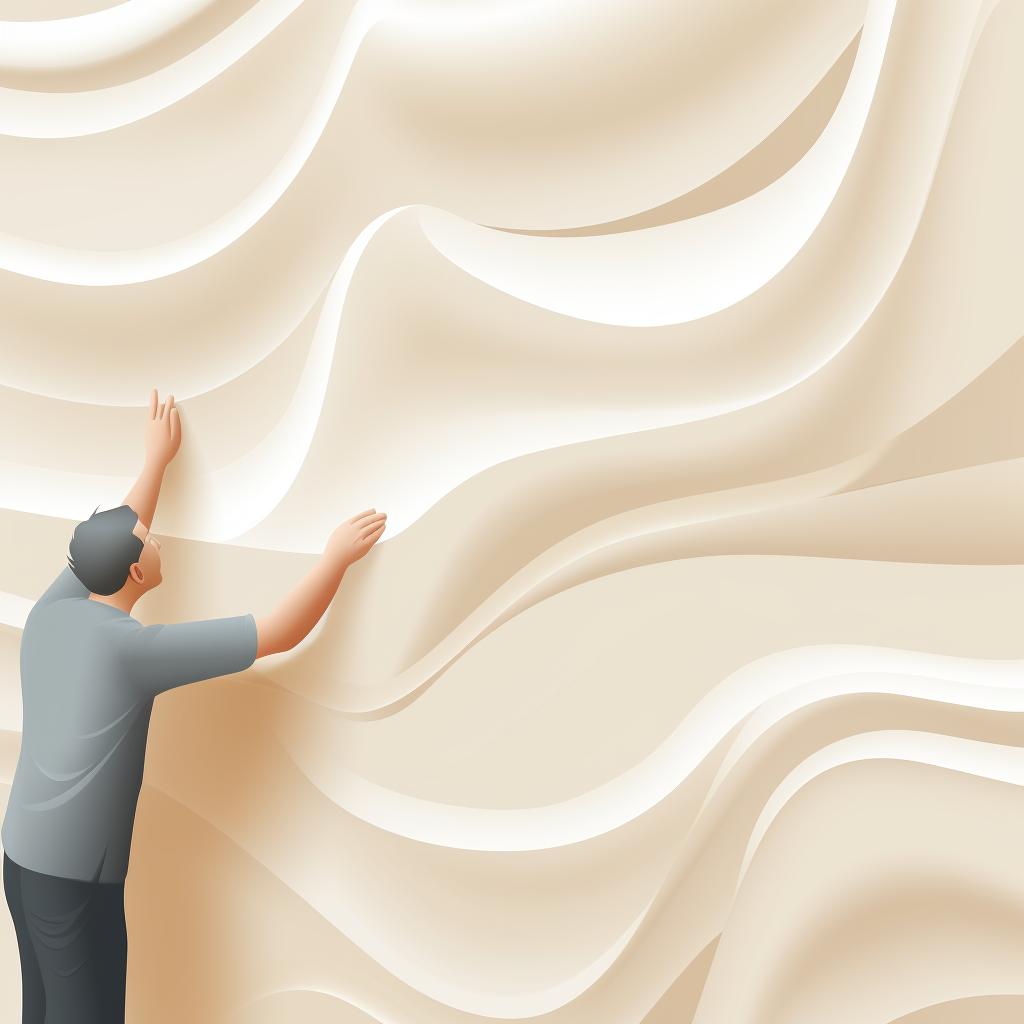 Adhesive being spread on the back of a 3D wall panel