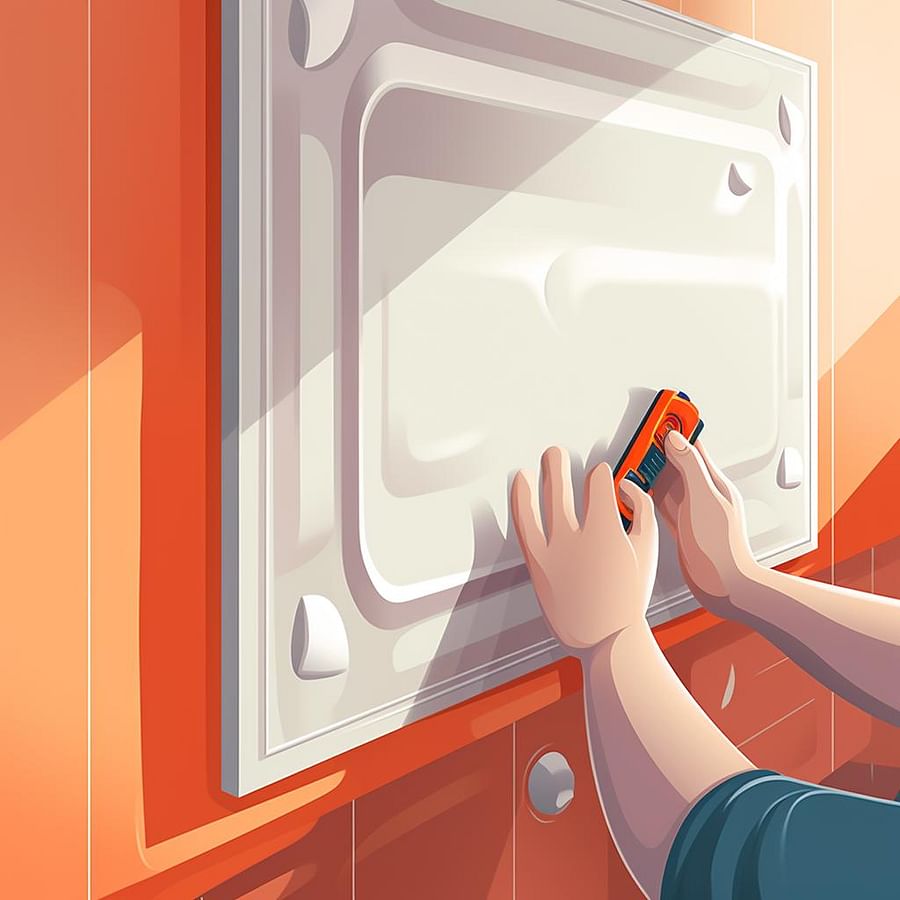 Adhesive being applied to the back of a 3D wall panel
