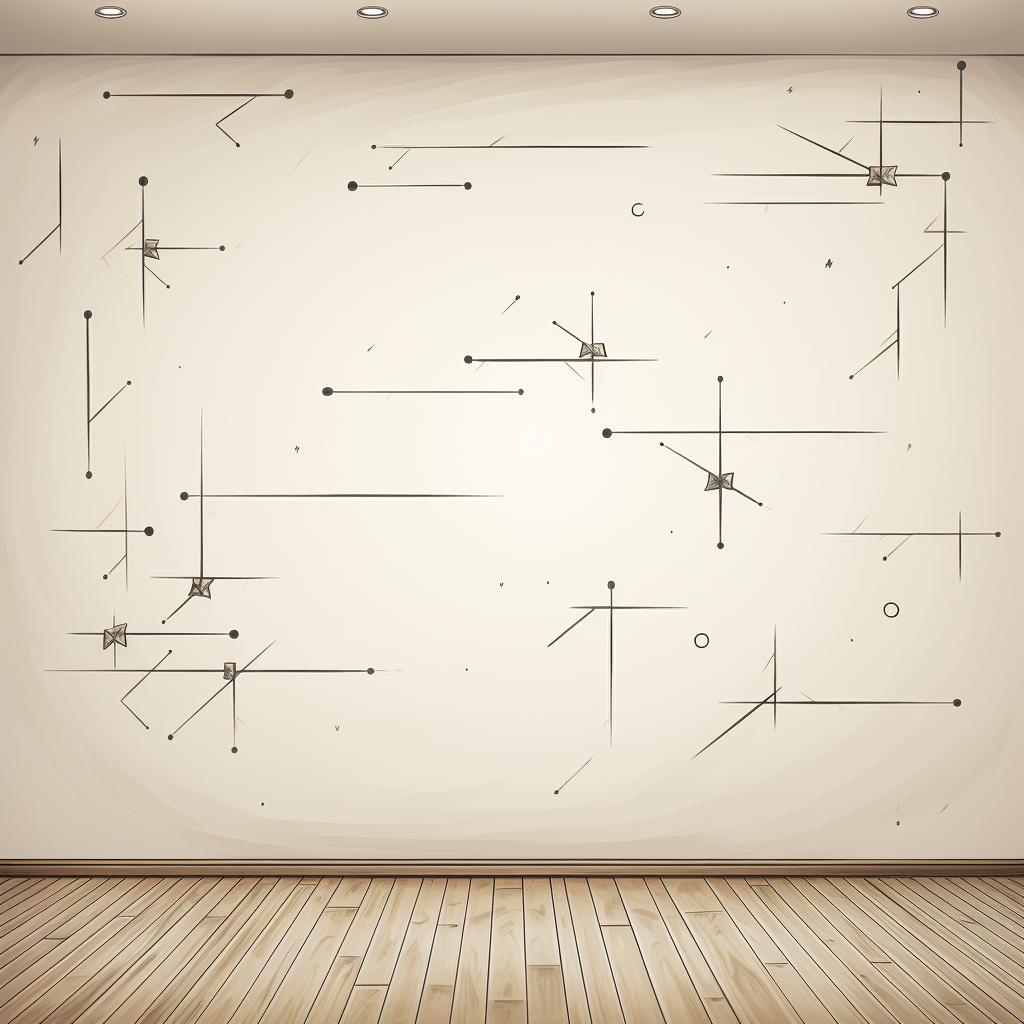 A wall with pencil marks indicating where each 3D wall panel will go