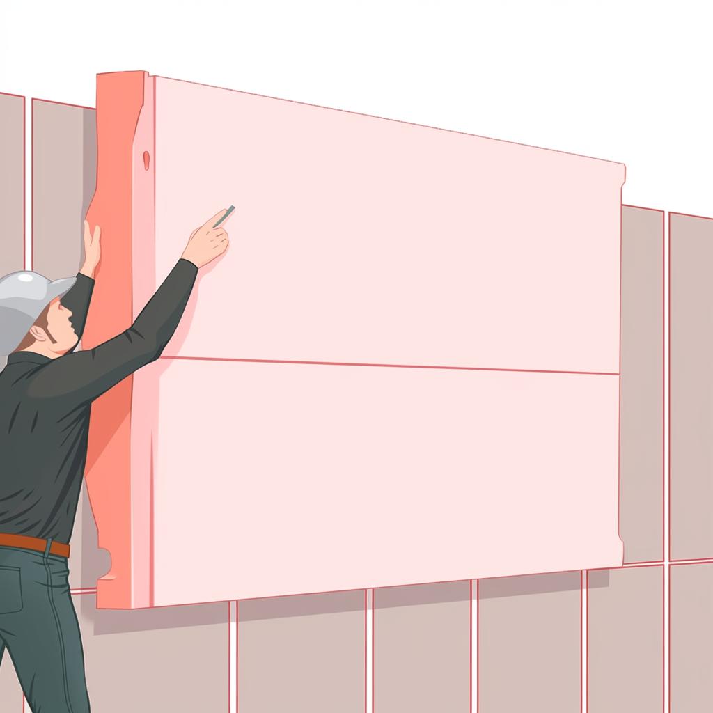 A 3D wall panel being pressed onto a wall