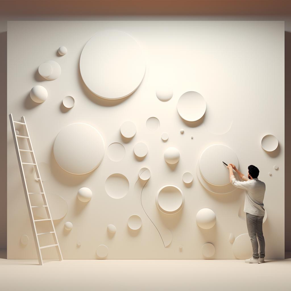 A person doing final touch-ups on the installed 3D wall panels