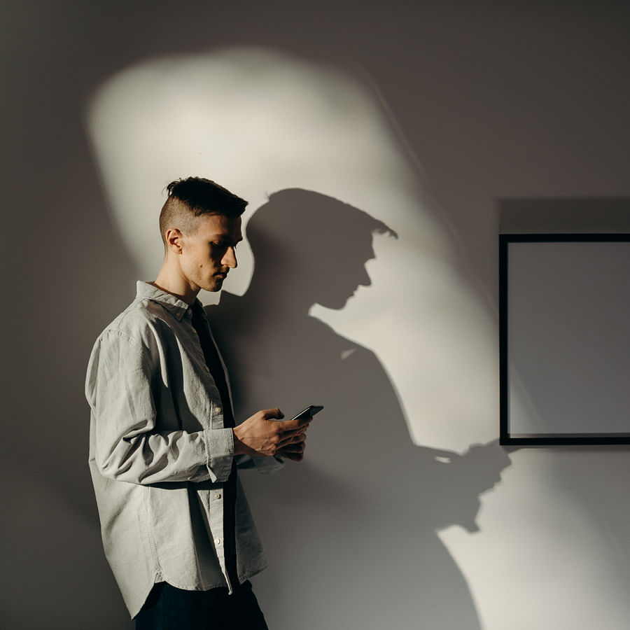 Stylish home office with 3D wall panels