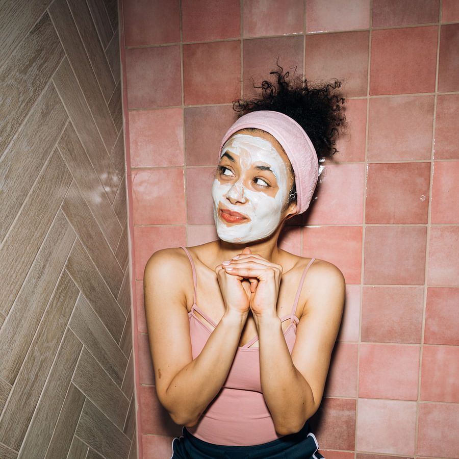 Elegant bathroom interior with waterproof 3D wall panels