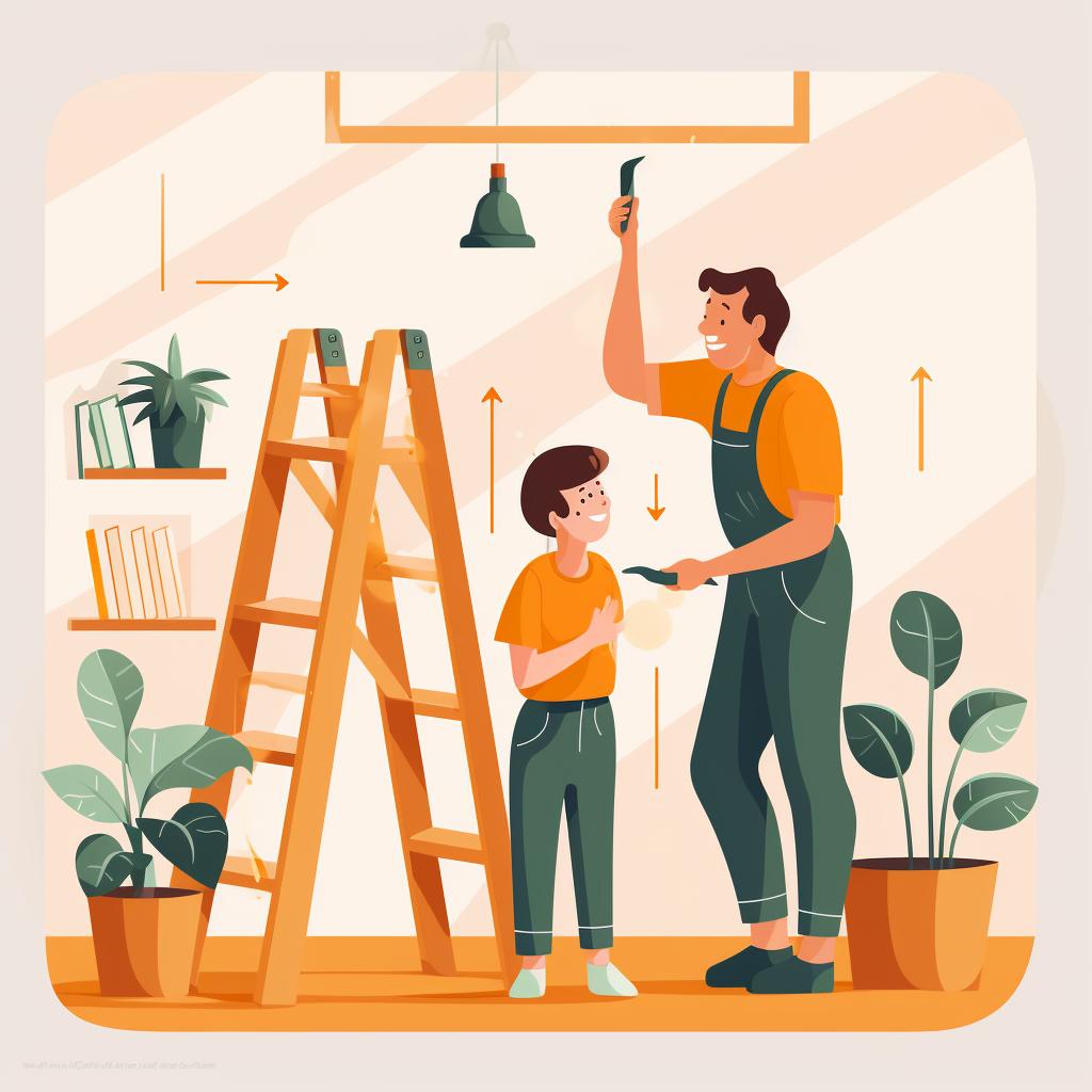 Parent supervising child during DIY project