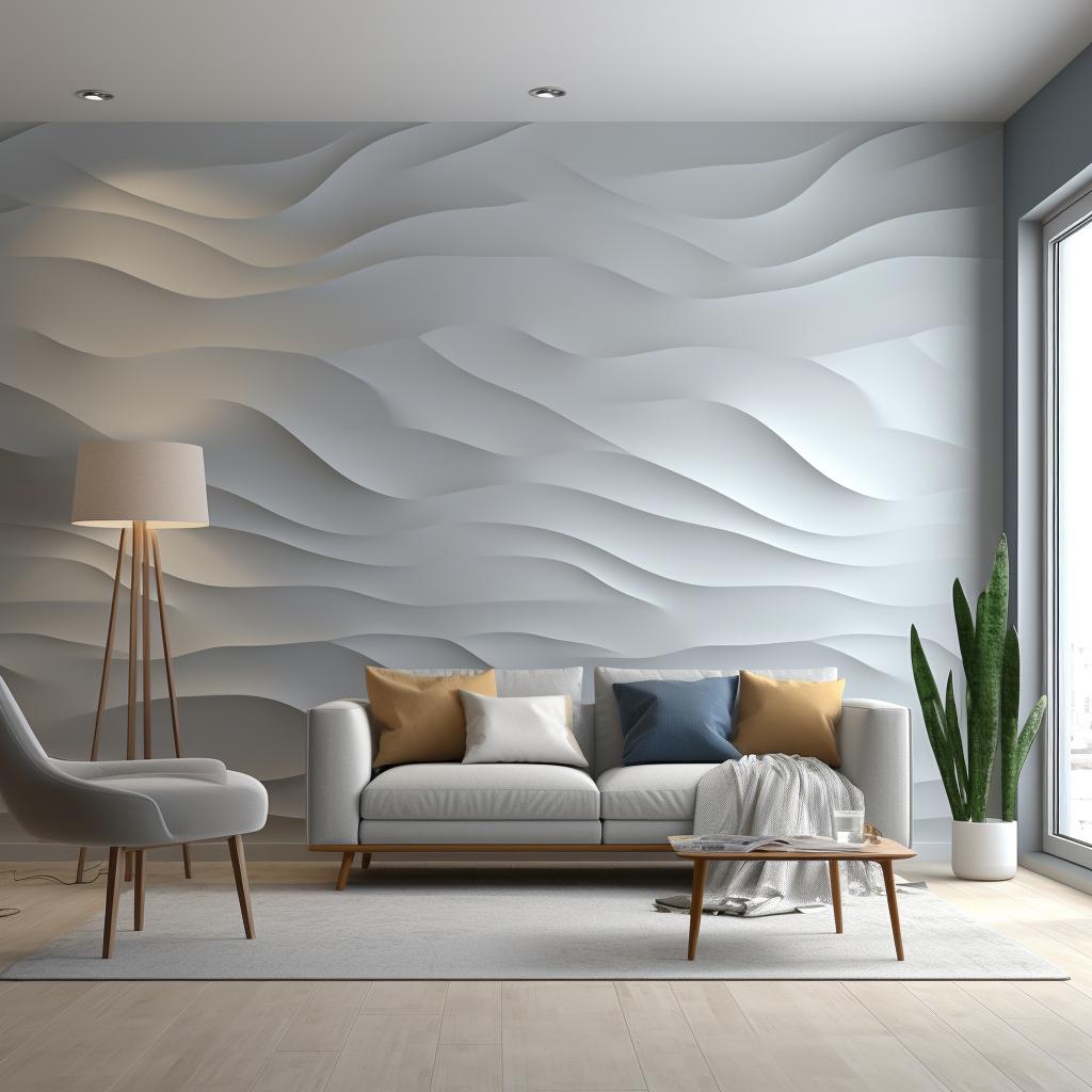 3D wall panels installed on a wall, drying.
